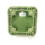 Carter & Co Poole Pottery green glazed teapot stand with embossed design 7" (18cms)