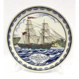 Poole Pottery hand painted ship plate "General Wolfe" by Sue Pottinger dated 1976 12" (30cms)