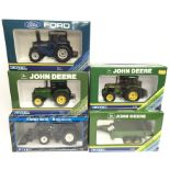 Five ERTL agricultural models: #881 Ford TW15 Tractor; #5580 John Deere 3350 Tractor; #5537 John