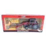 Britains No.9595 Massey Ferguson Tractor and Front Loader, in red and silver with yellow