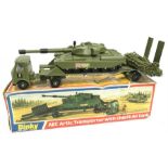 Dinky Toys 616 AEC Articulated Transporter with Chieftain Tank in military green with plastic