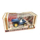 Britains No.9670 Dump Truck, in blue with yellow hubs and driver. Appears VG although missing