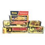 Four Corgi models: 1156 Volvo BM 860S with Rapier Mixer; 54 Massey Ferguson MF50B Tractor with