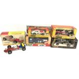 Five Corgi and Dinky racing car models: Corgi Whizzwheels 153 TS9B Team Surtees in Italian finish;