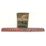 'Fordson Super Major' tractor bonnet side badge in aluminium chrome with red background, length