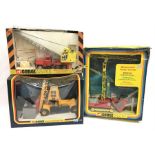 Three Corgi Toys construction vehicles: 1154 Mack-Priestman Crane Truck (G/F, damage to one side