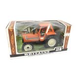 Britains No.9528 Fiat Tractor, in orange with cream hubs and driver. Appears E, minor melting to