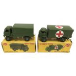 Two Dinky Toys military models: 623 Army Covered Wagon (VG in G/VG box); 626 Military Ambulance(G/VG