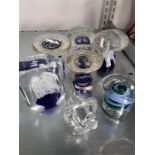 A quantity of glassware ,paperweights.to include four glass mushrooms.