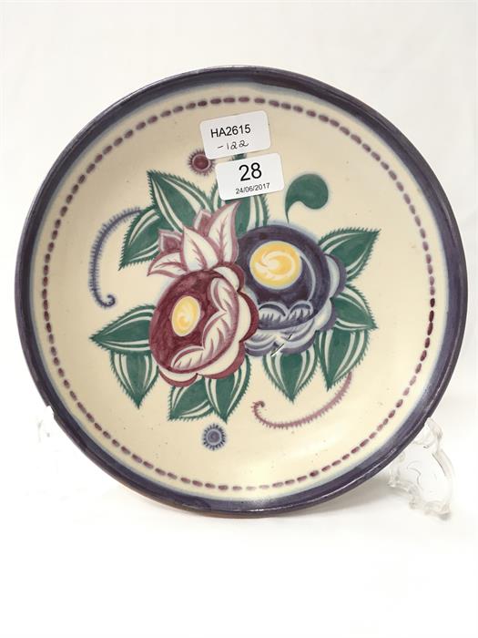 A Carter Stabler Adams Poole Pottery, shape 295 RH pattern footed bowl by Ruth Pavely, 9.5" (