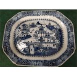 A quantity of blue and white dinnerware etc