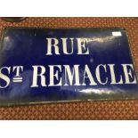 A French blue enamel road sign.