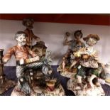 Four large figurines to include Capodimonte.