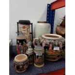 Various German Stein's together with other vases.