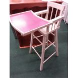 A babys vintage highchair.