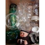 A box of glassware and china.