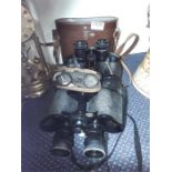Various binoculars to include Panorama and Ross of London.