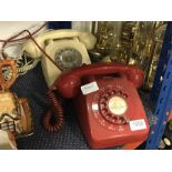 Two vintage telephones.