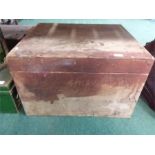 A large wooden storage box.