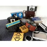 Various cameras and accessories.