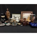 Mixed collectables to include china, Beswick Jug, carved animals, Homepride Men, spoons etc.