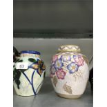 A Charlotte Rhead Bursley Ware ginger jar with lid together with a Swedish ginger jar decorated with