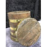 A coopered Grog Barrel with lid 16" high.