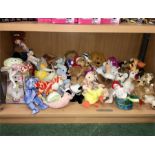 A collection of Ty Beanie Babies and animals