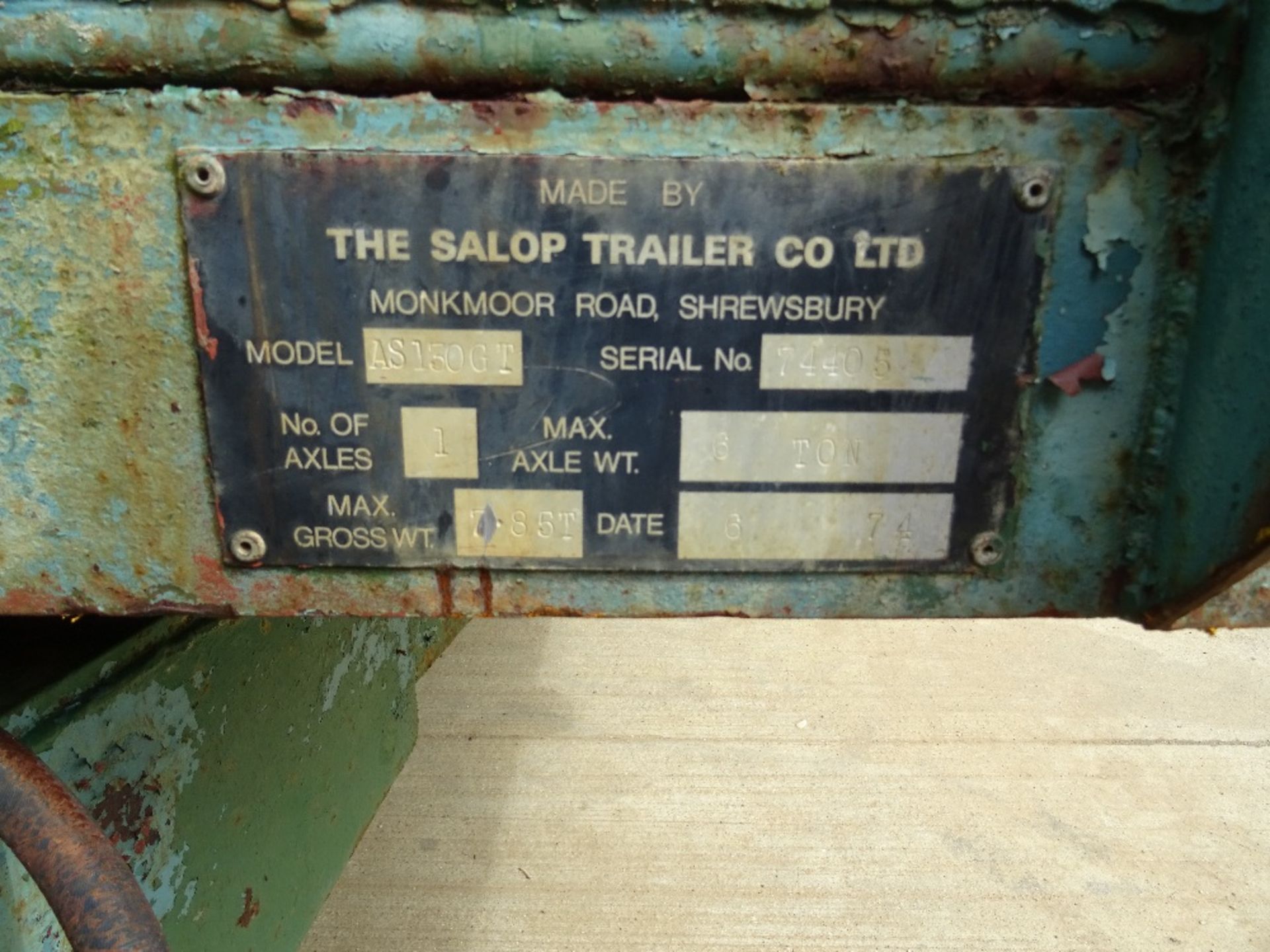 1974 The Salop Trailer Co Ltd, 6 Ton, - Image 4 of 8