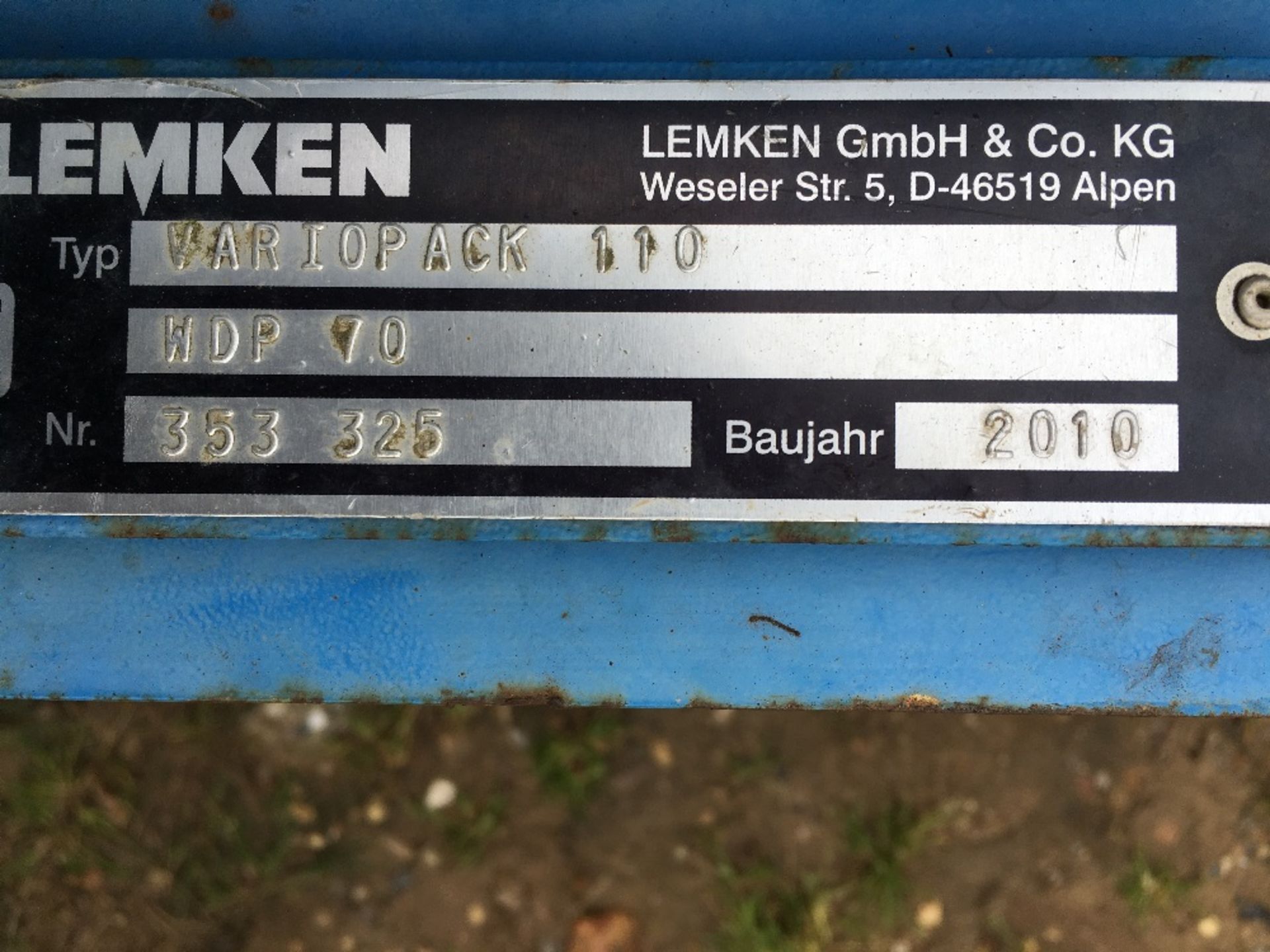 2010 Lemken Variopack 110 Furrow Press, WDP70, 2 Arms, 3 pt Linkage, 2. - Image 3 of 3