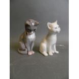 Two Royal Copenhagen porcelain figures of cats, 5" high