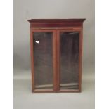 A Victorian inlaid mahogany glazed bookcase top, 28" x 8½" x 41" (AF loss to cornice)