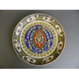 A late C19th Japanese Satsuma charger decorated in the Iznik style, character signature to base,