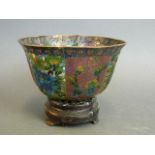 A Chinese plique-à-jour petal shaped bowl with alternate pink ground and pierced decoration of