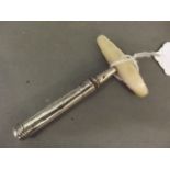 A late C18th/early C19th silver corkscrew with Mother of Pearl handle