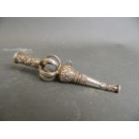 An Indian silver mount with repoussé leaf decoration, 5" long