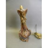 An Art Nouveau style cold painted spelter vase, converted to a lamp, 15" high