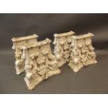 Four Victorian cast iron pillar capitals, 14" x 15" x 6"