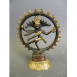 A small Indian brass and copper figure of Shiva, 3½" high