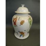 A Chinese porcelain baluster jar and cover with polychrome enamel decoration of the Eight Immortals,