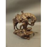 Buck McCain, bronze figure 'Protector of the Plains', inscribed McCain, 12" high