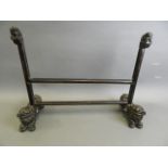 A Chinese carved hardwood screen frame, on Fo dog supports, 16" high (AF)