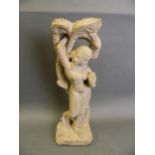 An Indian carved stone figure of a dancer, 17½" high