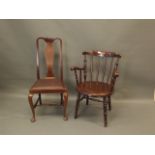 An Edwardian 'Penny' elbow chair, and a Queen Anne style dining chair
