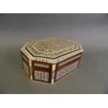 An Indian micro-mosaic trinket box inset with bone and mother of pearl, 6½2 x 5"