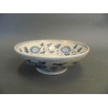 A Chinese Ming style blue and white porcelain bowl with painted floral decoration, 6" diameter