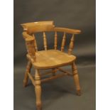 A beech framed smoker's bow chair, 31½" high