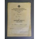 An original Iron Cross commendation for 'V. Meyer, October 1940', 5½" x 8"