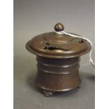 A Chinese bronze censer with pierced lid, seal mark to base, 3" high