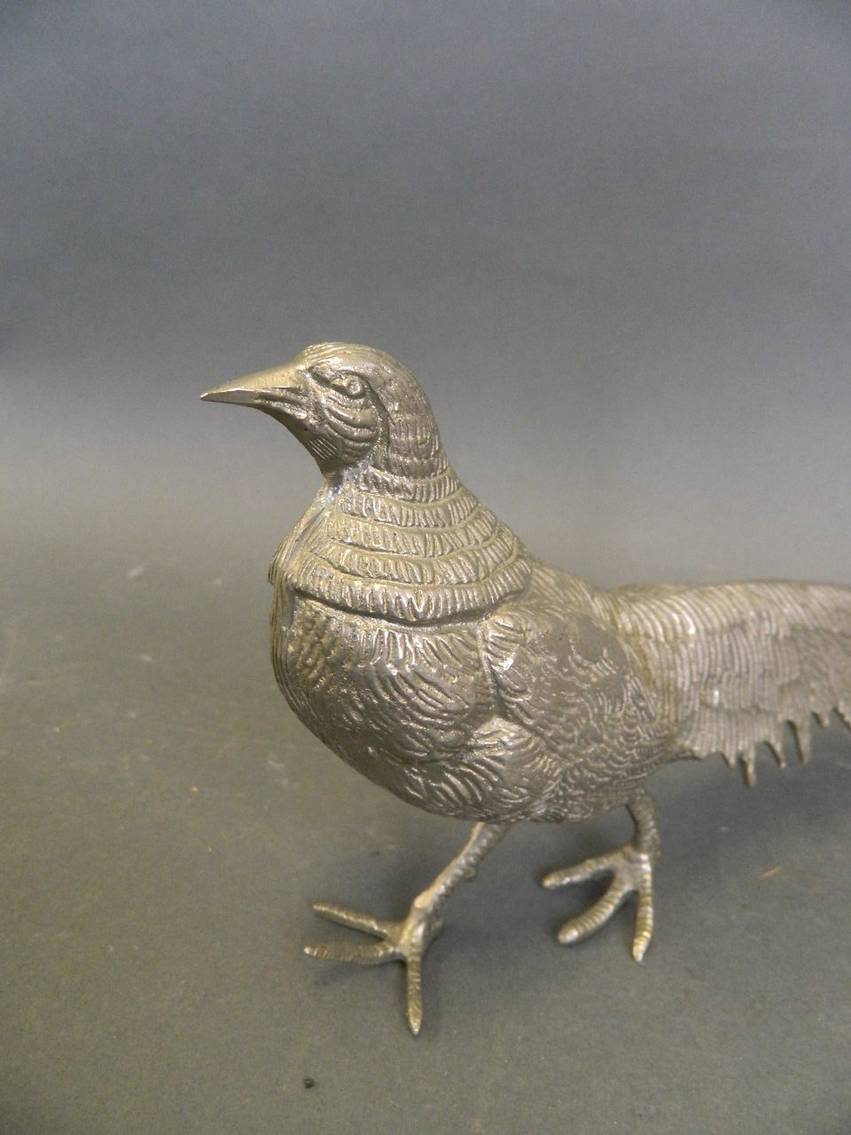 A pair of silvered metal Asiatic pheasants, 11" long - Image 3 of 3